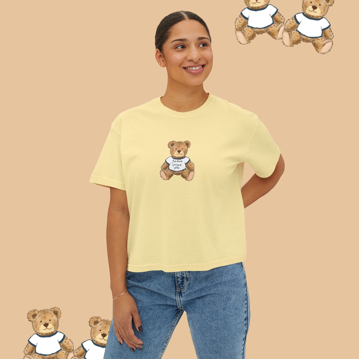 Jesus Loves You Teddy Bear Boxy Tee