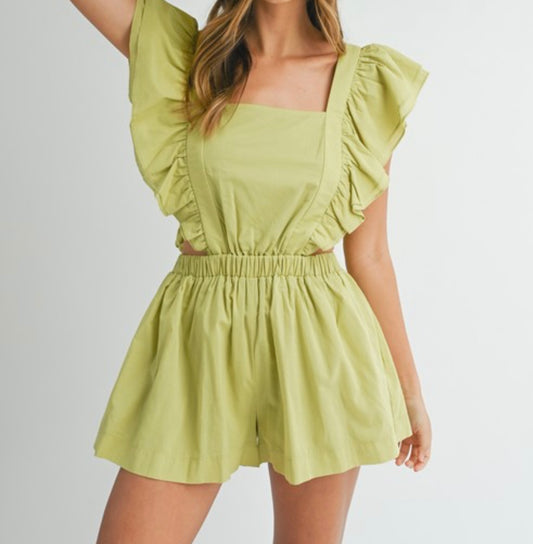 Tropical Kiwi Square Neck Romper