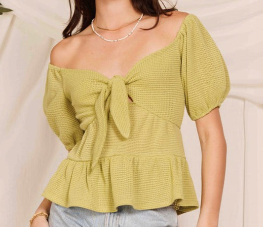 Avocado Bliss Tie Front Top