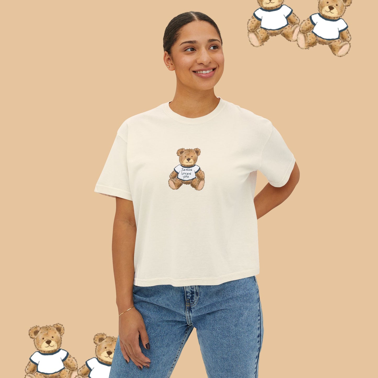 Jesus Loves You Teddy Bear Boxy Tee