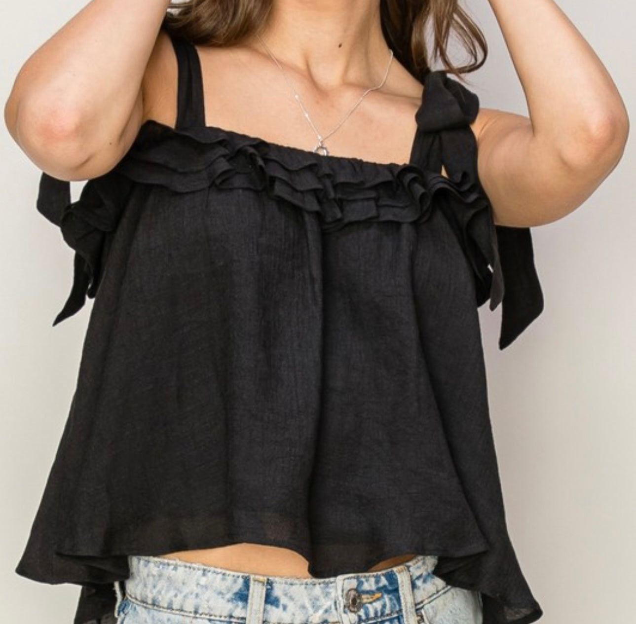 Midnight Breeze Tie Shoulder Top