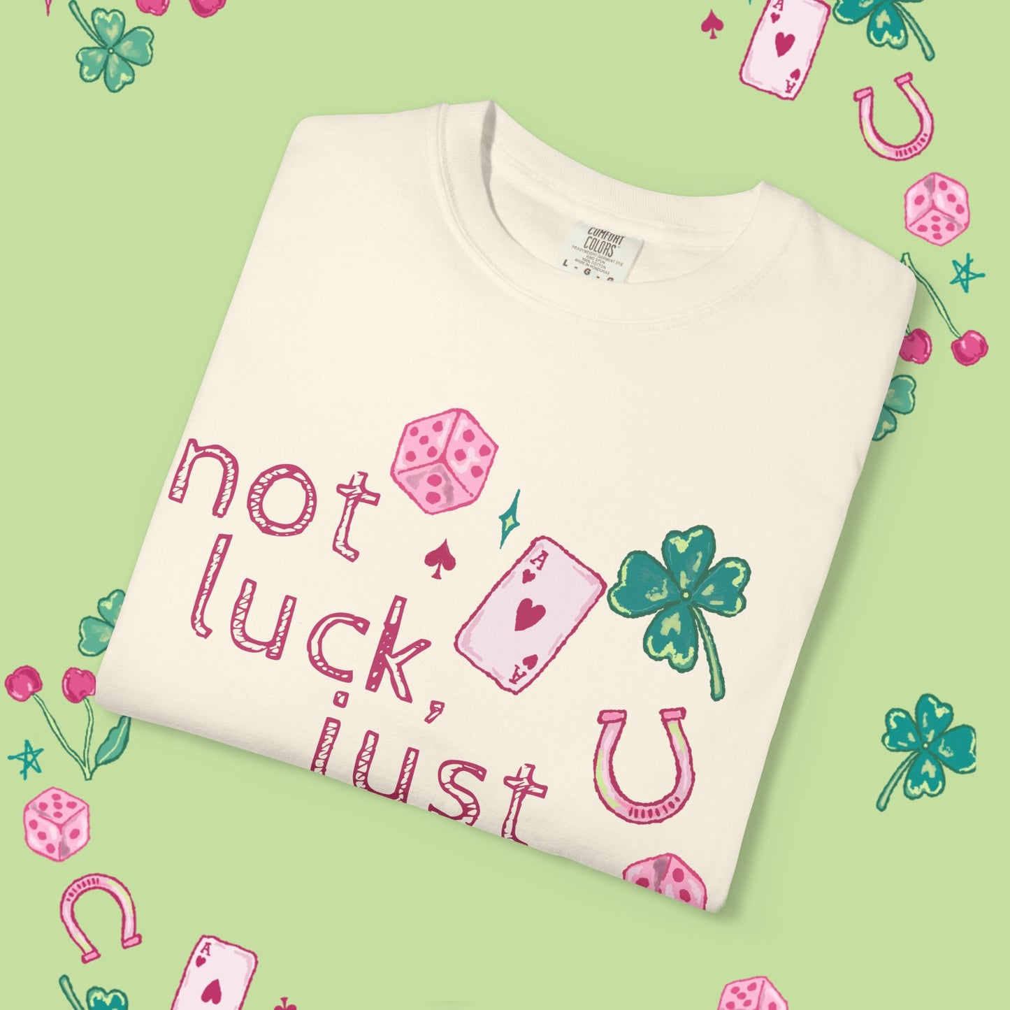Not Luck, Just God T-Shirt — Christian Faith Graphic Tee with Lucky Symbols