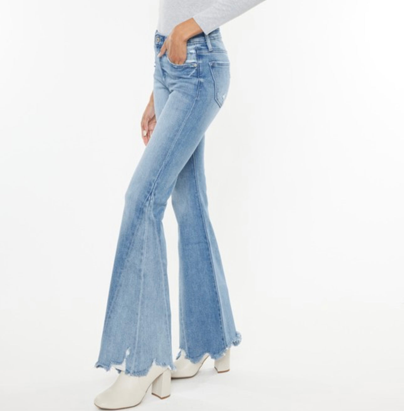 Mid Rise Raw Hem Flare KanCan Jeans