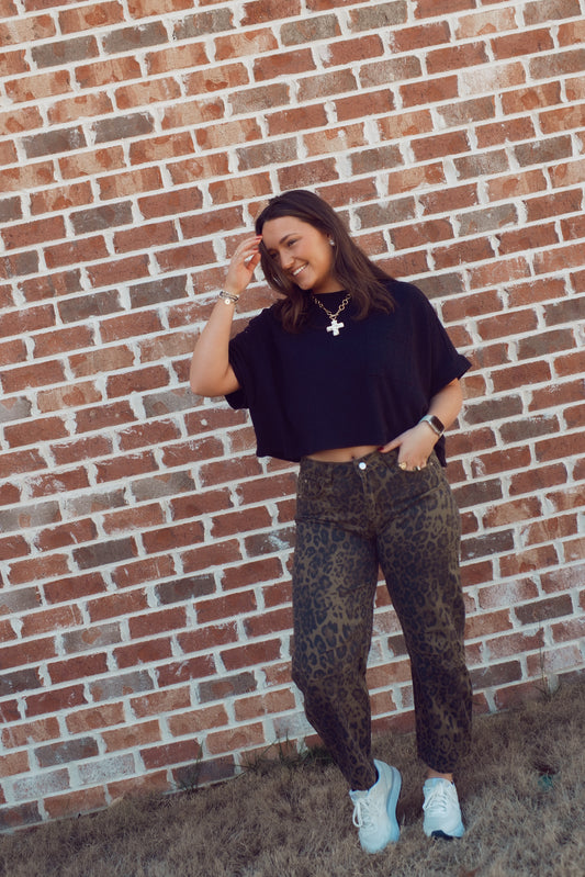 Savannah Leopard Barrel Jeans