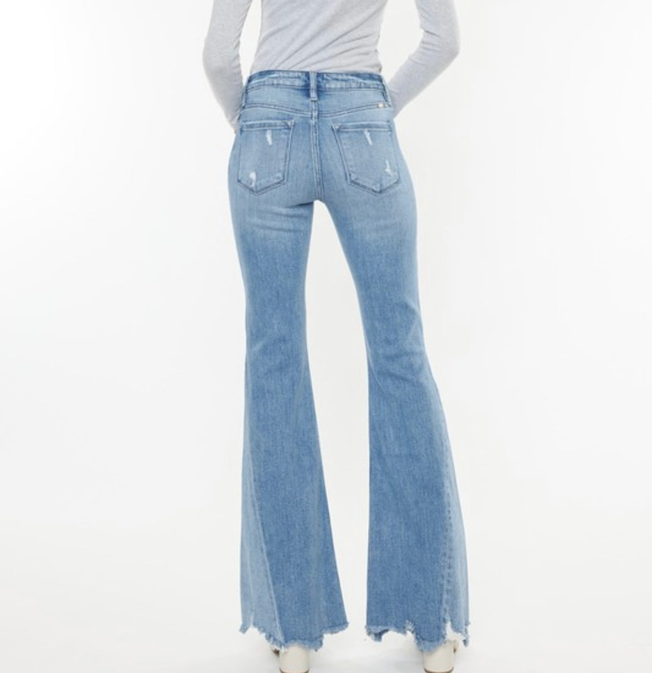 Mid Rise Raw Hem Flare KanCan Jeans