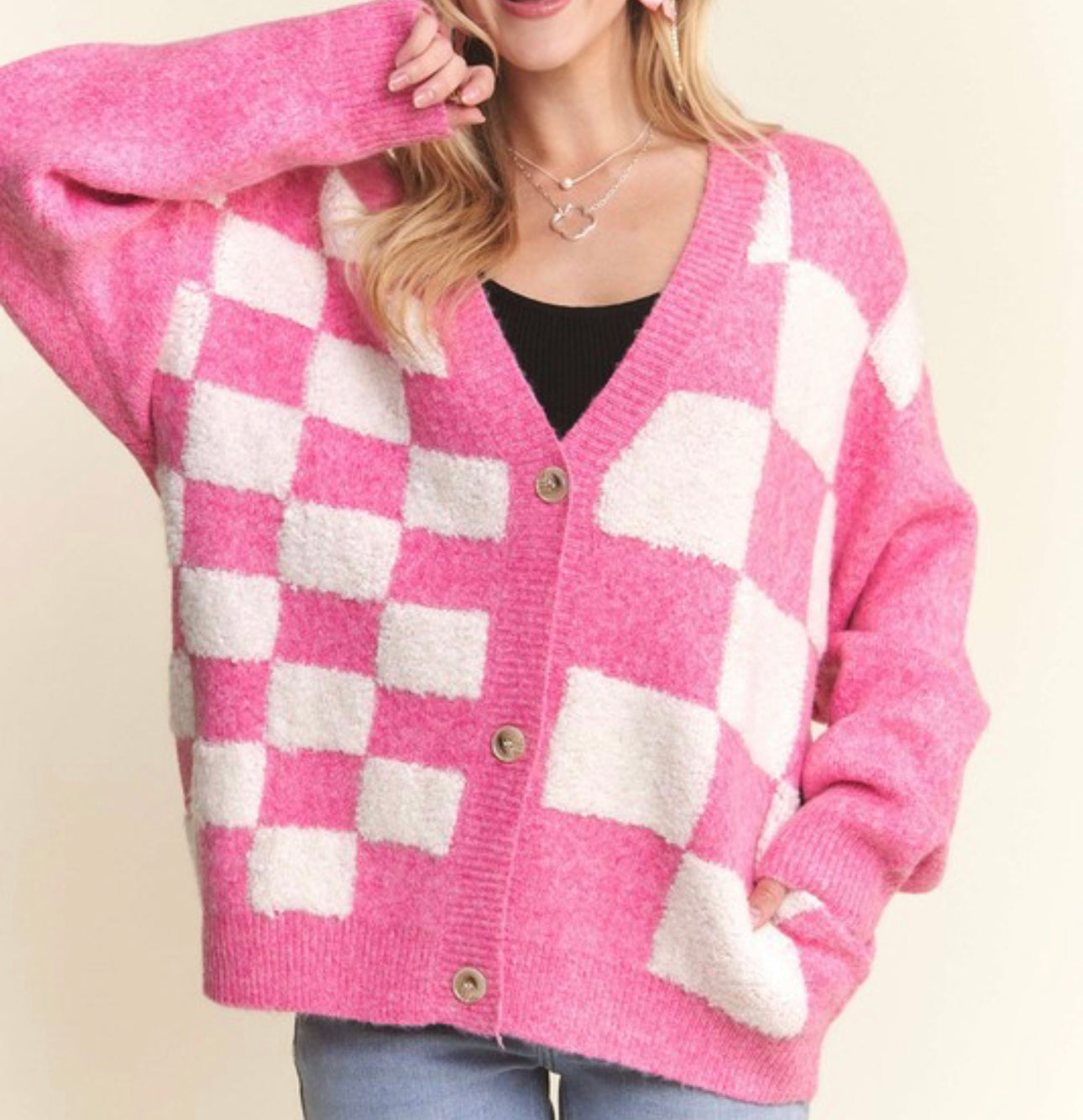 Samantha Checker Cardigan