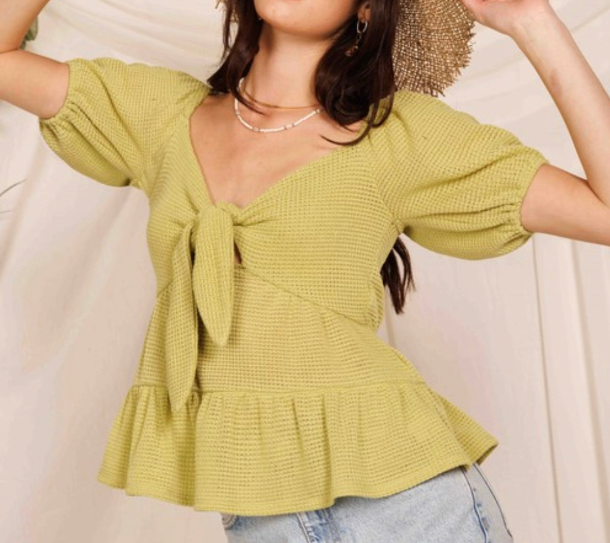 Avocado Bliss Tie Front Top