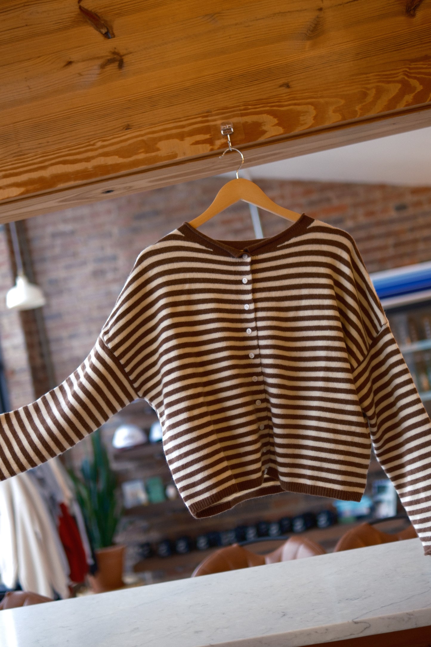 Janie Cardigan in Brown Stripes