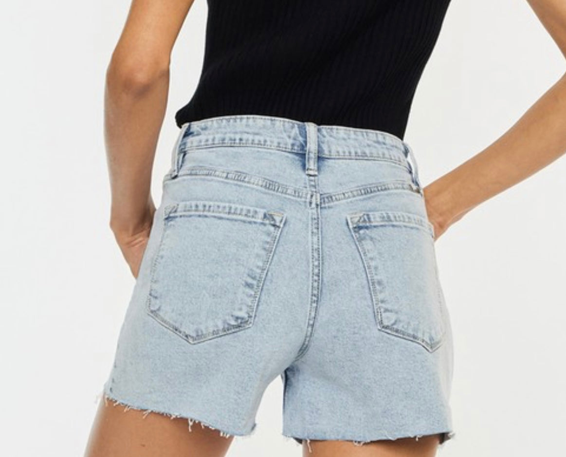 KanCan High Rise Crossover Button Shorts