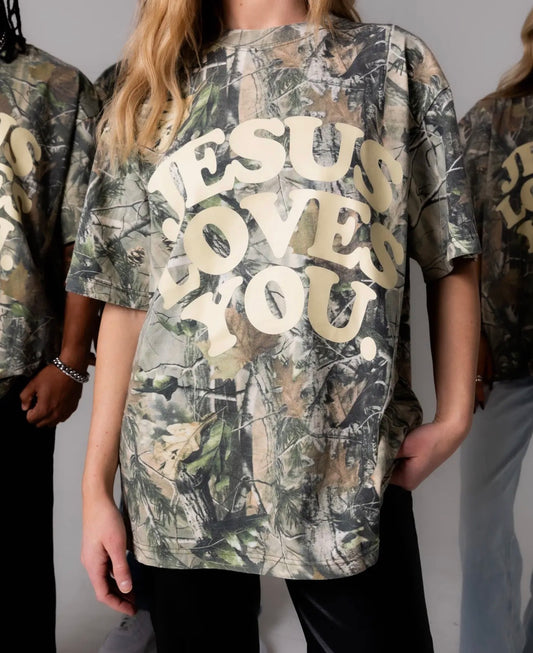 JESUS LOVES YOU camo tee